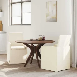 vidaXL Eettafelstoelen met wielen 2 pcs Beige 57 x 67 x 95 cm Linnen