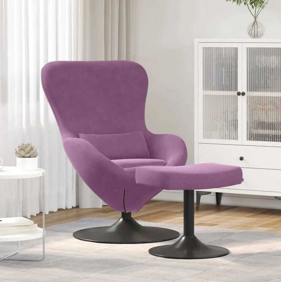 vidaXL Egg Chair met Voetsteun Paars Fluweel