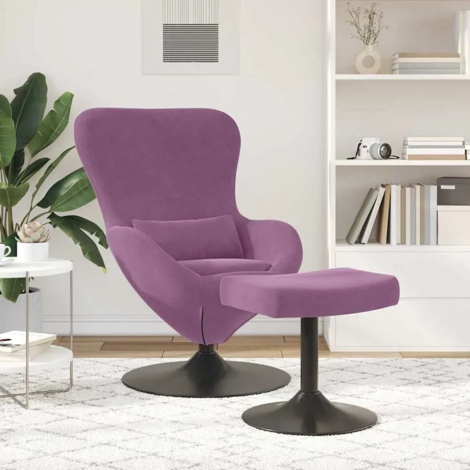 vidaXL Egg Chair met Voetsteun Paars Fluweel