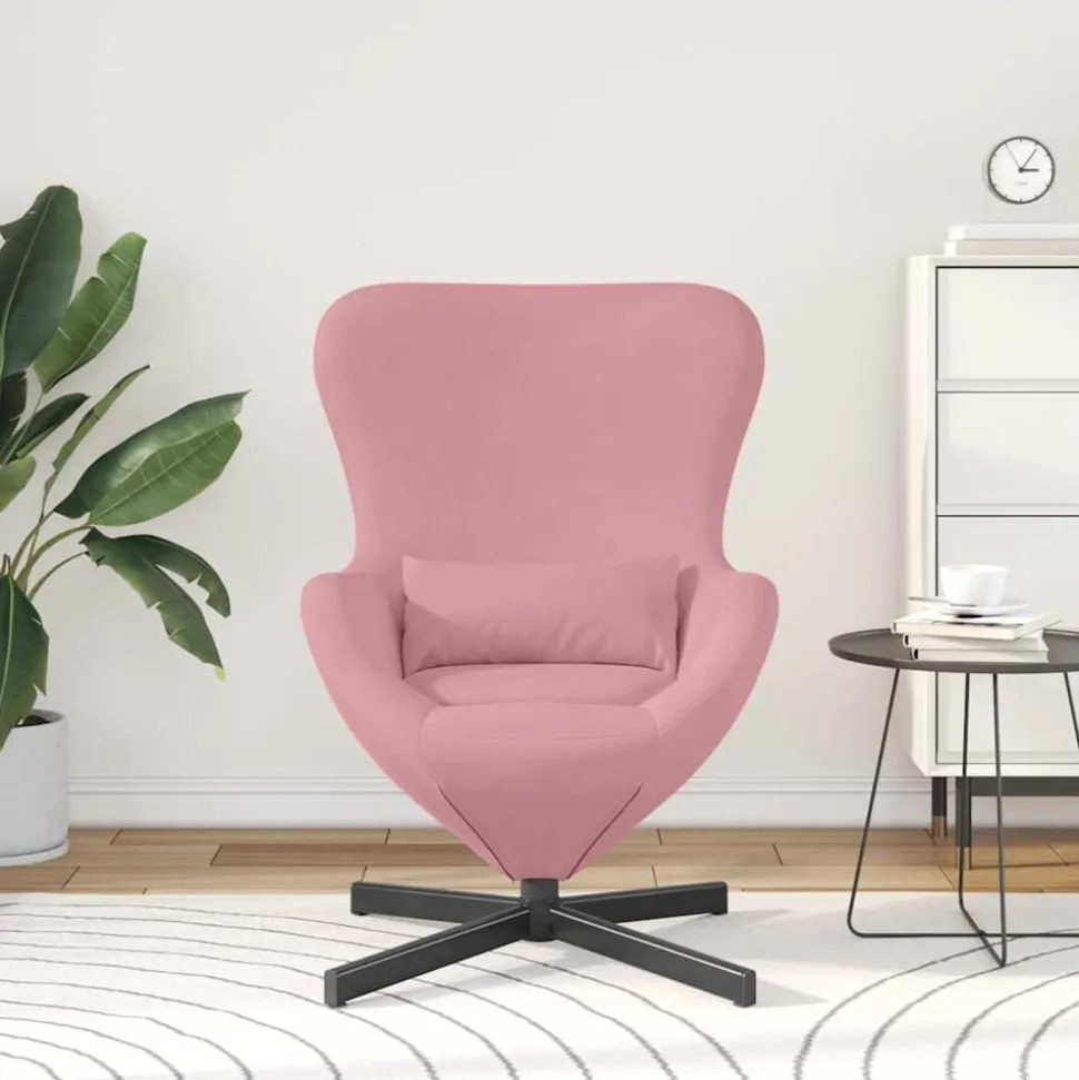 vidaXL Eivormige stoel Roze 63 x 73 x 90 cm Fluweel