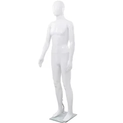 vidaXL Etalagepop mannelijk met glazen voet 175 cm glanzend wit
