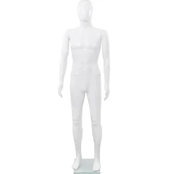 vidaXL Etalagepop mannelijk met glazen voet 175 cm glanzend wit