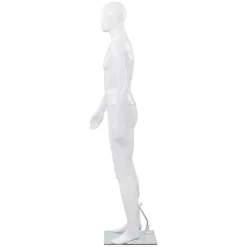 vidaXL Etalagepop mannelijk met glazen voet 175 cm glanzend wit