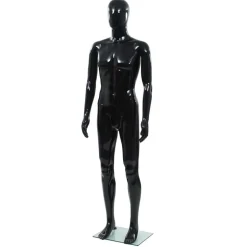vidaXL Etalagepop mannelijk met glazen voet 185 cm glanzend zwart