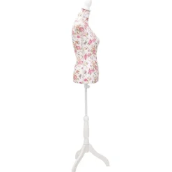 vidaXL Etalagepop torso vrouw katoen wit met rozenprint