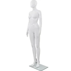 vidaXL Etalagepop vrouwelijk met glazen voet 175 cm glanzend wit