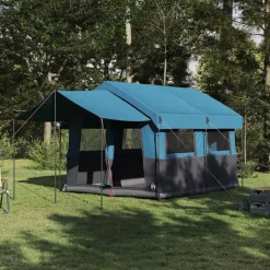 vidaXL Familietent voor 4 Personen Blauw en Grijs 324 x 255 x 230 cm