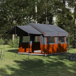 vidaXL Familietent voor 4 Personen Grijs en Oranje 324 x 255 x 230 cm