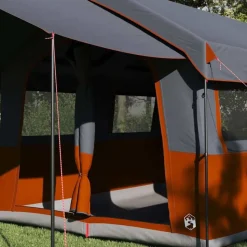 vidaXL Familietent voor 4 Personen Grijs en Oranje 324 x 255 x 230 cm