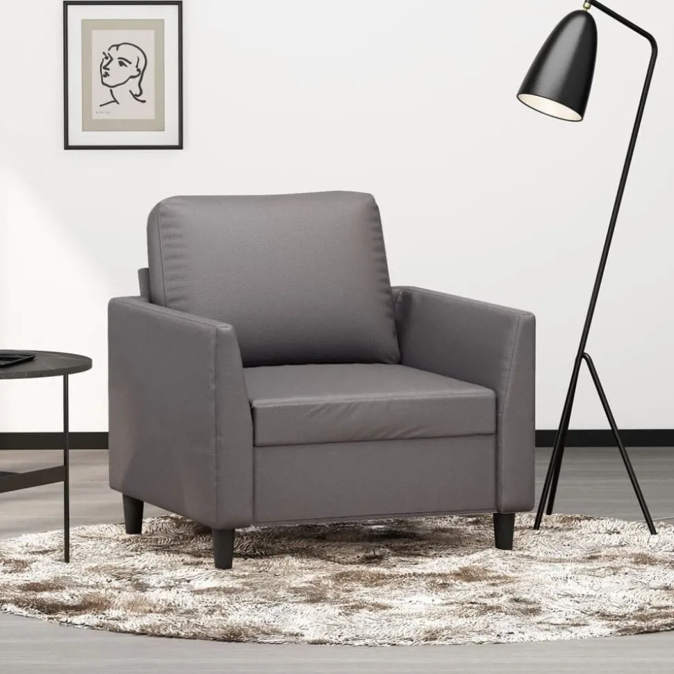 vidaXL Fauteuil 60 cm kunstleer grijs