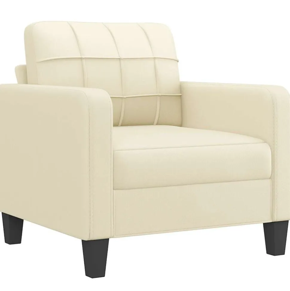 vidaXL Fauteuil 60 cm kunstleer crèmekleurig