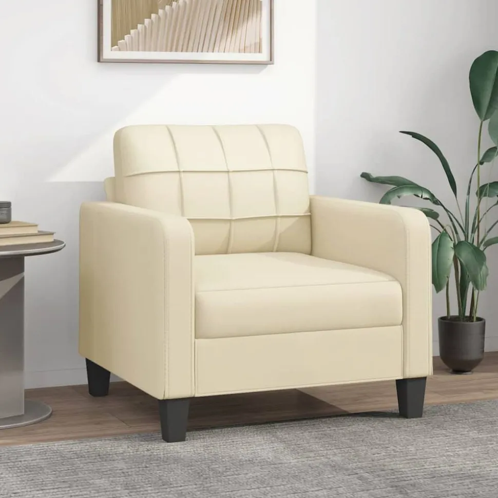 vidaXL Fauteuil 60 cm kunstleer crèmekleurig