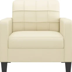 vidaXL Fauteuil 60 cm kunstleer crèmekleurig