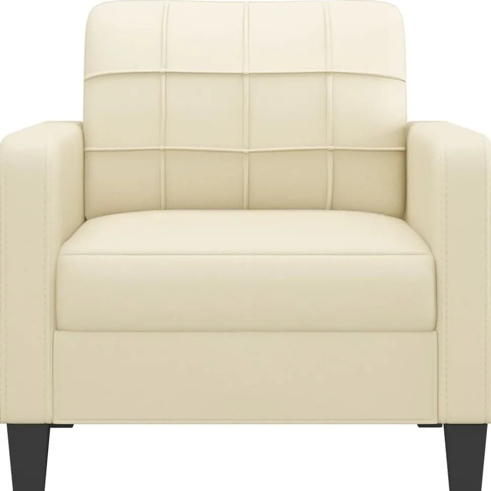 vidaXL Fauteuil 60 cm kunstleer crèmekleurig