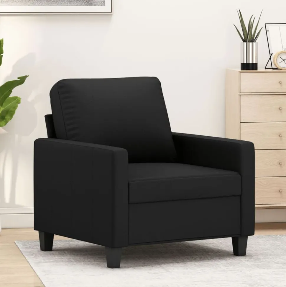 vidaXL Fauteuil 60 cm kunstleer zwart