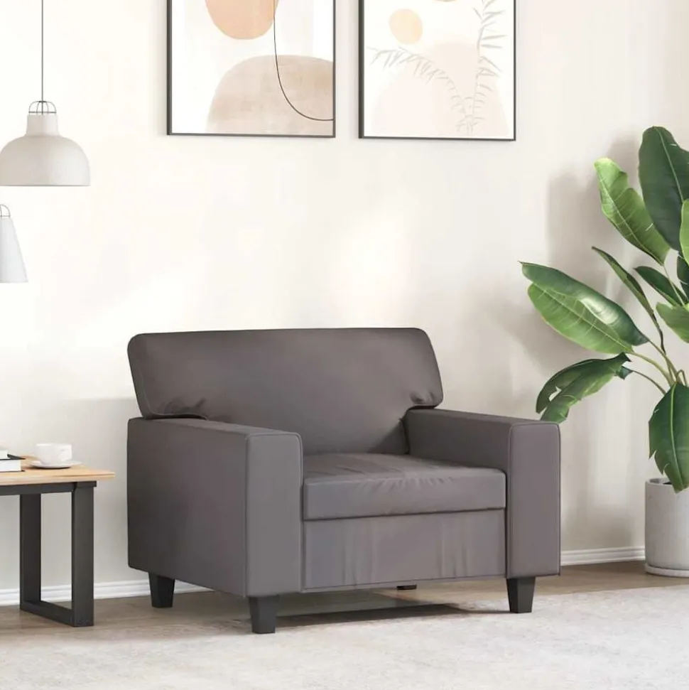 vidaXL Fauteuil 60 cm kunstleer grijs