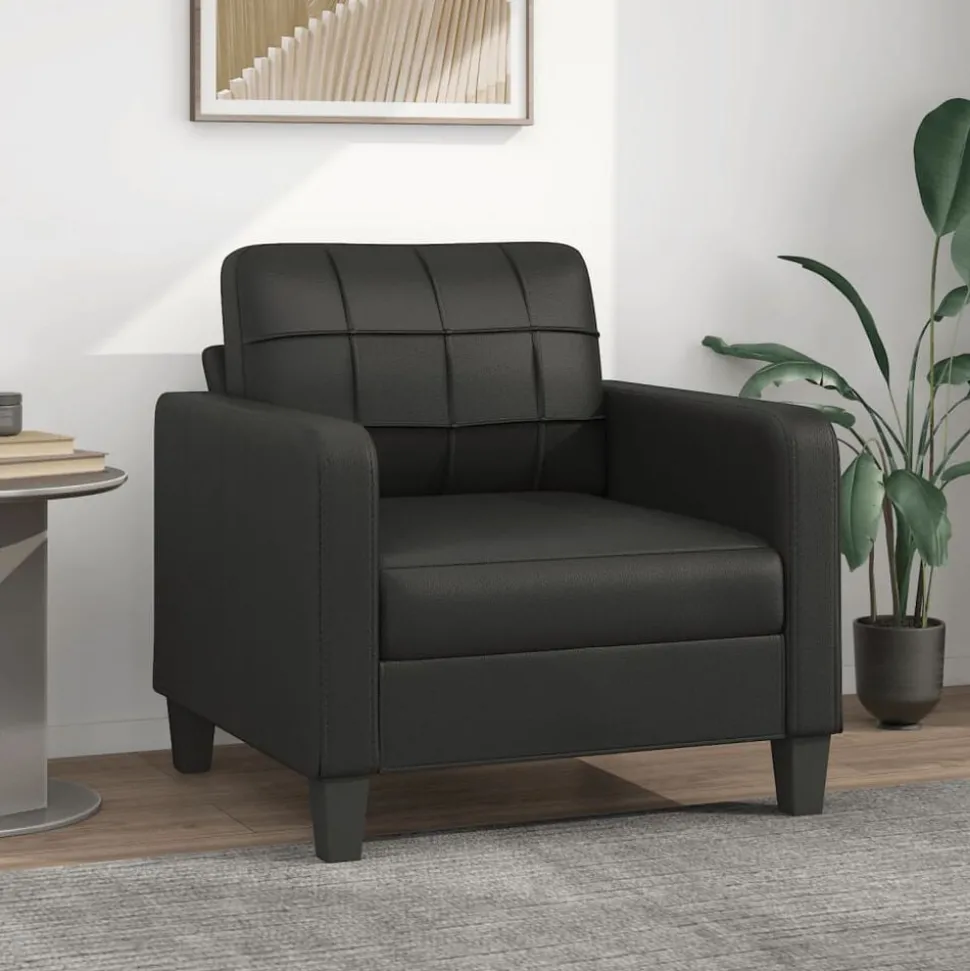 vidaXL Fauteuil 60 cm kunstleer zwart