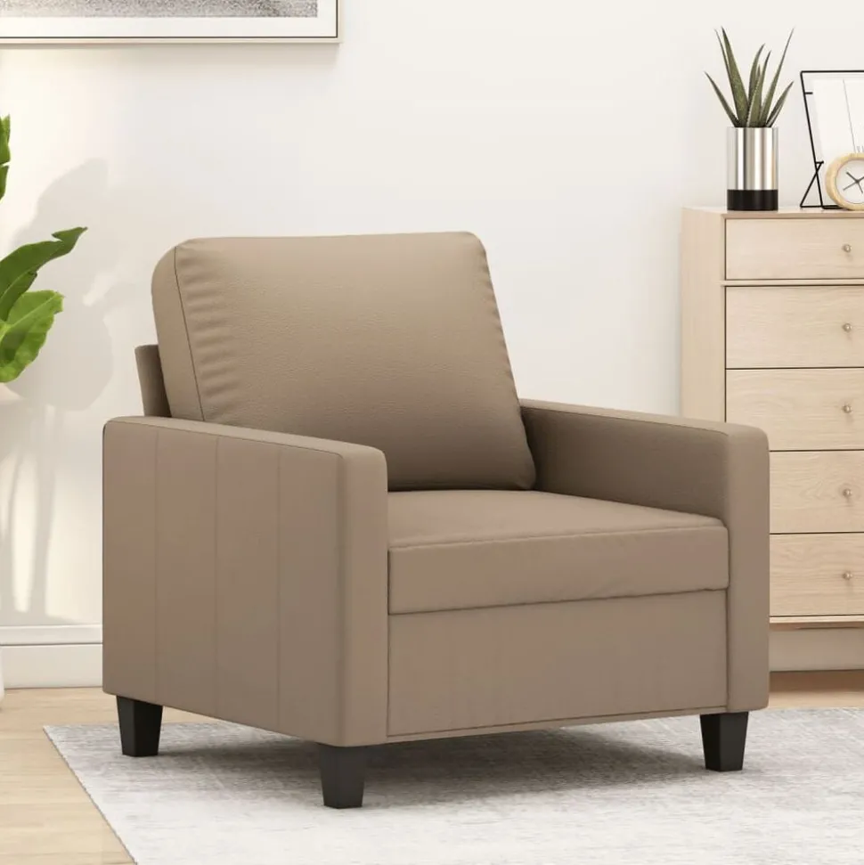 vidaXL Fauteuil 60 cm kunstleer cappuccinokleurig
