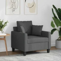 vidaXL Fauteuil 60 cm stof donkergrijs