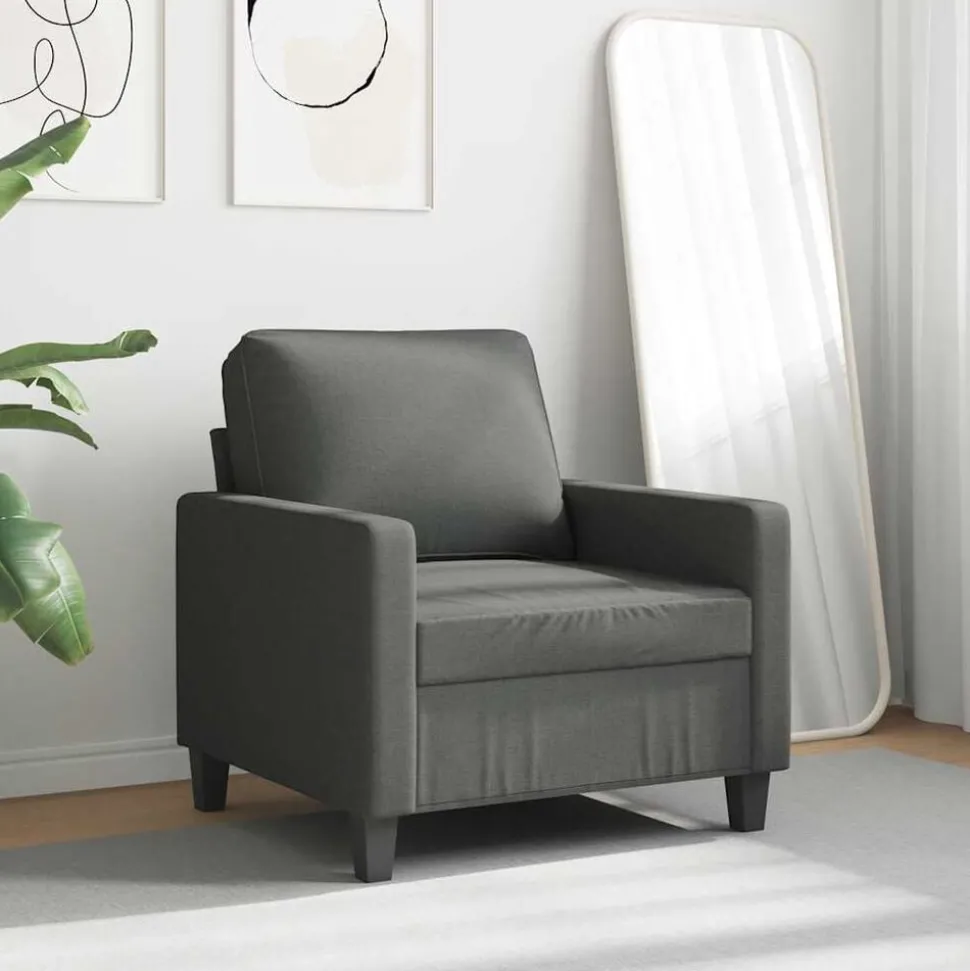 vidaXL Fauteuil 60 cm stof donkergrijs