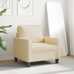 vidaXL Fauteuil 60 cm stof crèmekleurig