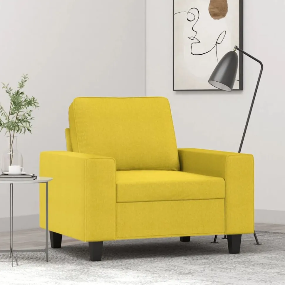 vidaXL Fauteuil 60 cm stof lichtgeel