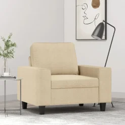 vidaXL Fauteuil 60 cm stof crèmekleurig