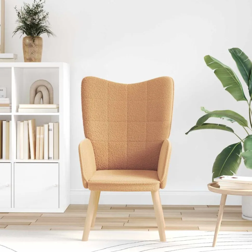 vidaXL Fauteuil Beige 62 x 67 x 95,5 cm Sherpa Stof