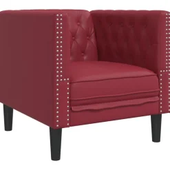 vidaXL Fauteuil Chesterfield-stijl kunstleer wijnrood