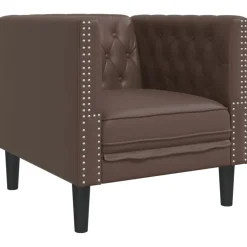 vidaXL Fauteuil Chesterfield-stijl kunstleer bruin