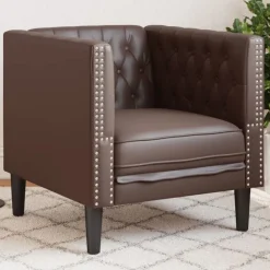 vidaXL Fauteuil Chesterfield-stijl kunstleer bruin