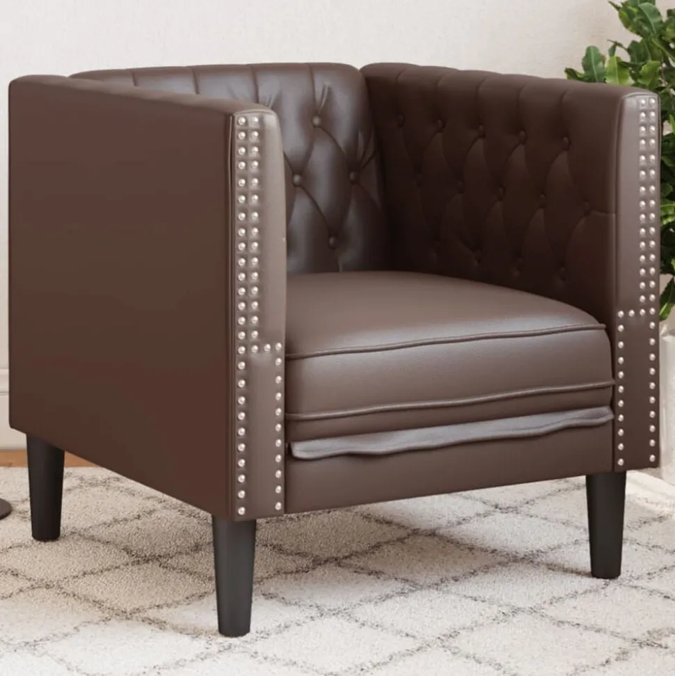 vidaXL Fauteuil Chesterfield-stijl kunstleer bruin