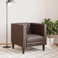 vidaXL Fauteuil Chesterfield-stijl kunstleer bruin