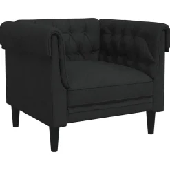vidaXL Fauteuil Chesterfield-stijl stof zwart