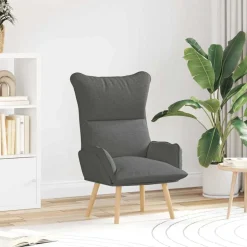 vidaXL Fauteuil Donkergrijs 69 x 74 x 93 cm Stof en multiplex