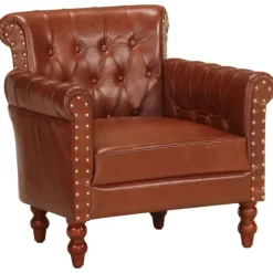 vidaXL Fauteuil echt geitenleer bruin