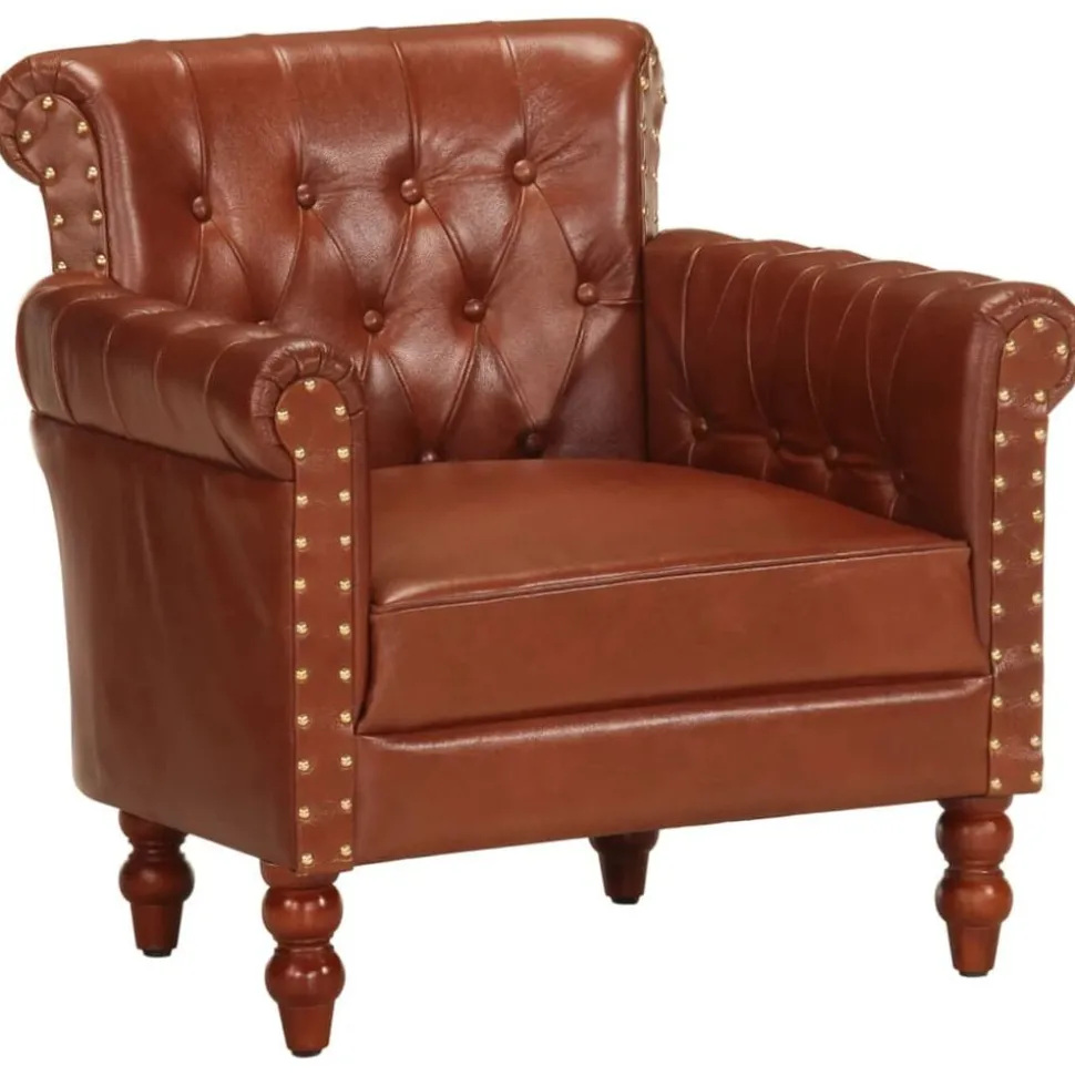 vidaXL Fauteuil echt geitenleer bruin