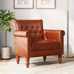 vidaXL Fauteuil echt geitenleer bruin