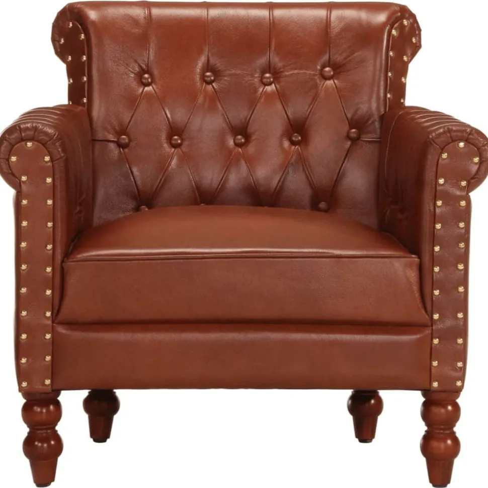 vidaXL Fauteuil echt geitenleer bruin
