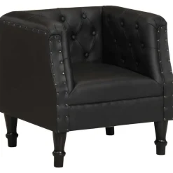 vidaXL Fauteuil echt leer zwart