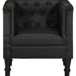 vidaXL Fauteuil echt leer zwart