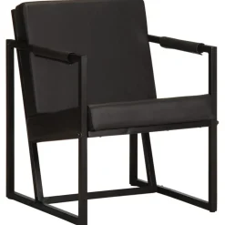 vidaXL Fauteuil echt leer zwart