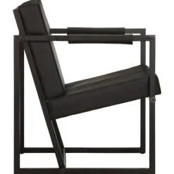 vidaXL Fauteuil echt leer zwart