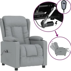 vidaXL Fauteuil elektrisch verstelbaar stof lichtgrijs
