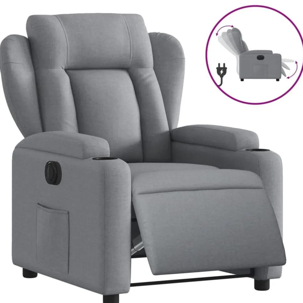 vidaXL Fauteuil elektrisch verstelbaar stof lichtgrijs