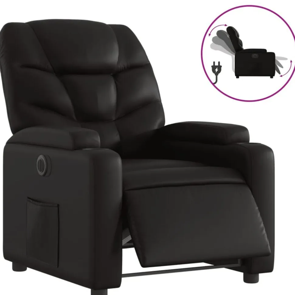 vidaXL Fauteuil elektrisch verstelbaar kunstleer zwart