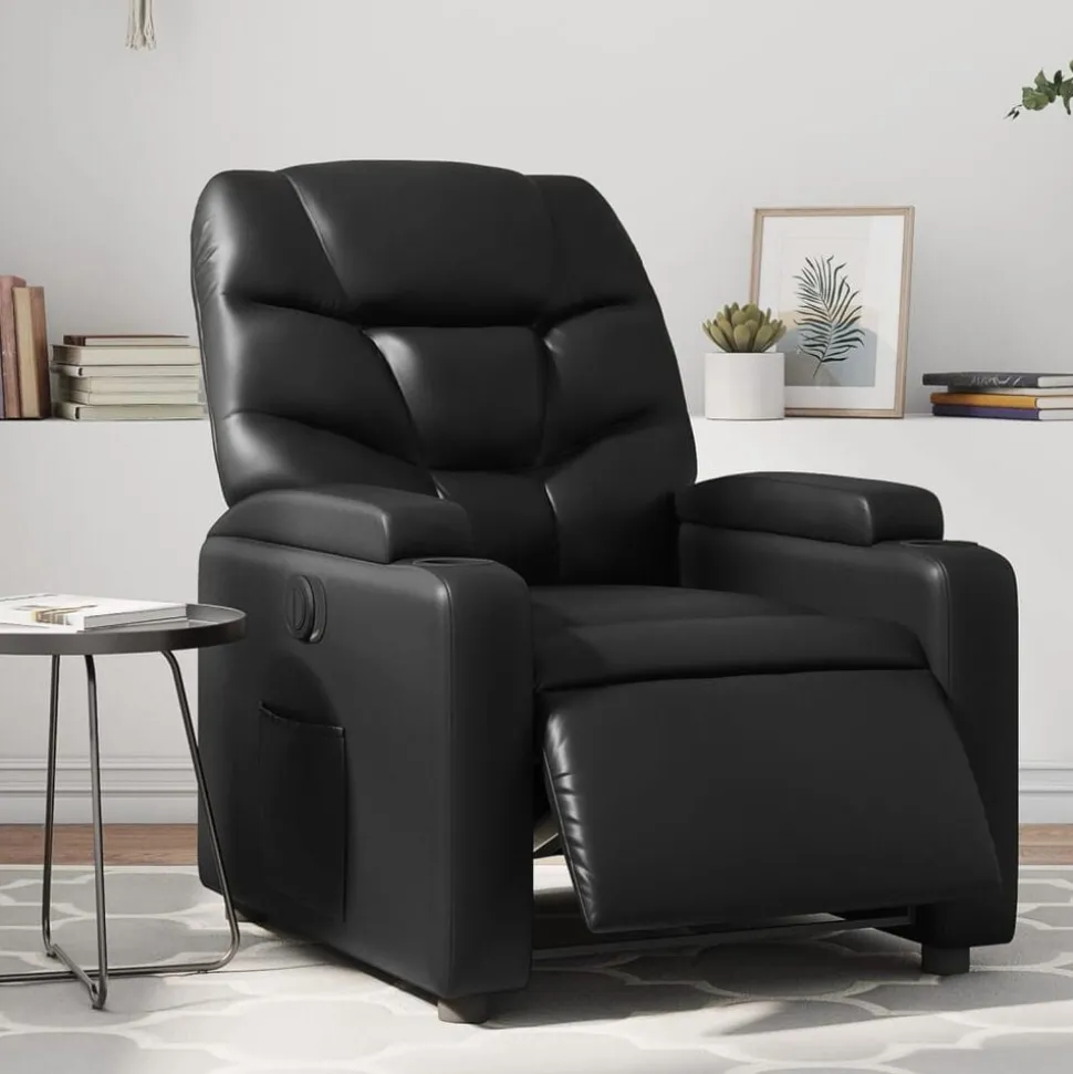 vidaXL Fauteuil elektrisch verstelbaar kunstleer zwart