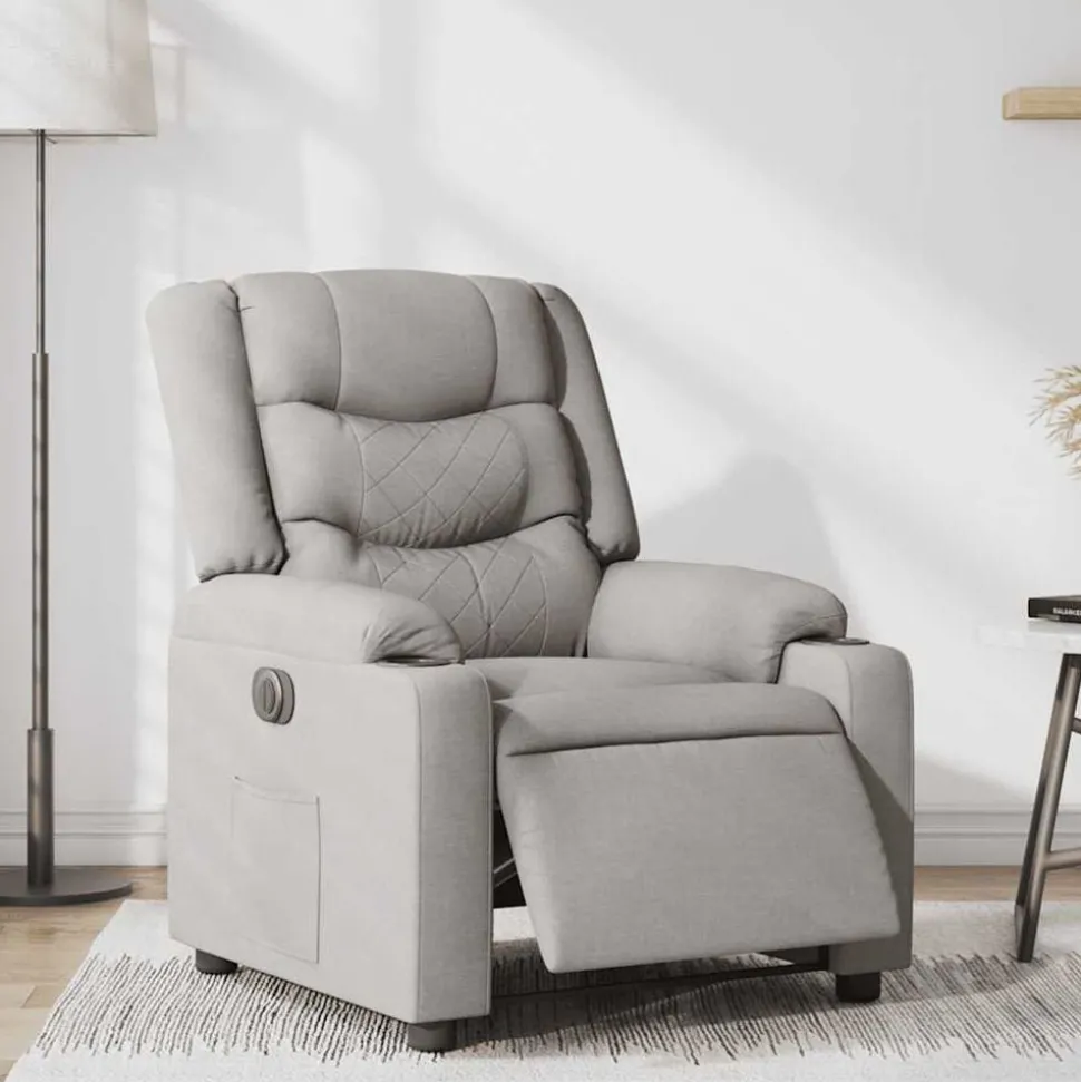 vidaXL Fauteuil elektrisch verstelbaar stof wolk grijs
