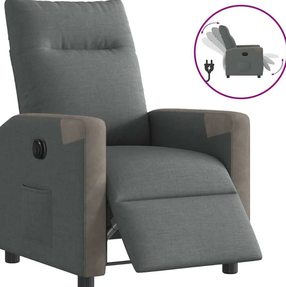 vidaXL Fauteuil elektrisch verstelbaar stof donkergrijs