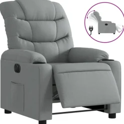 vidaXL Fauteuil elektrisch verstelbaar stof lichtgrijs